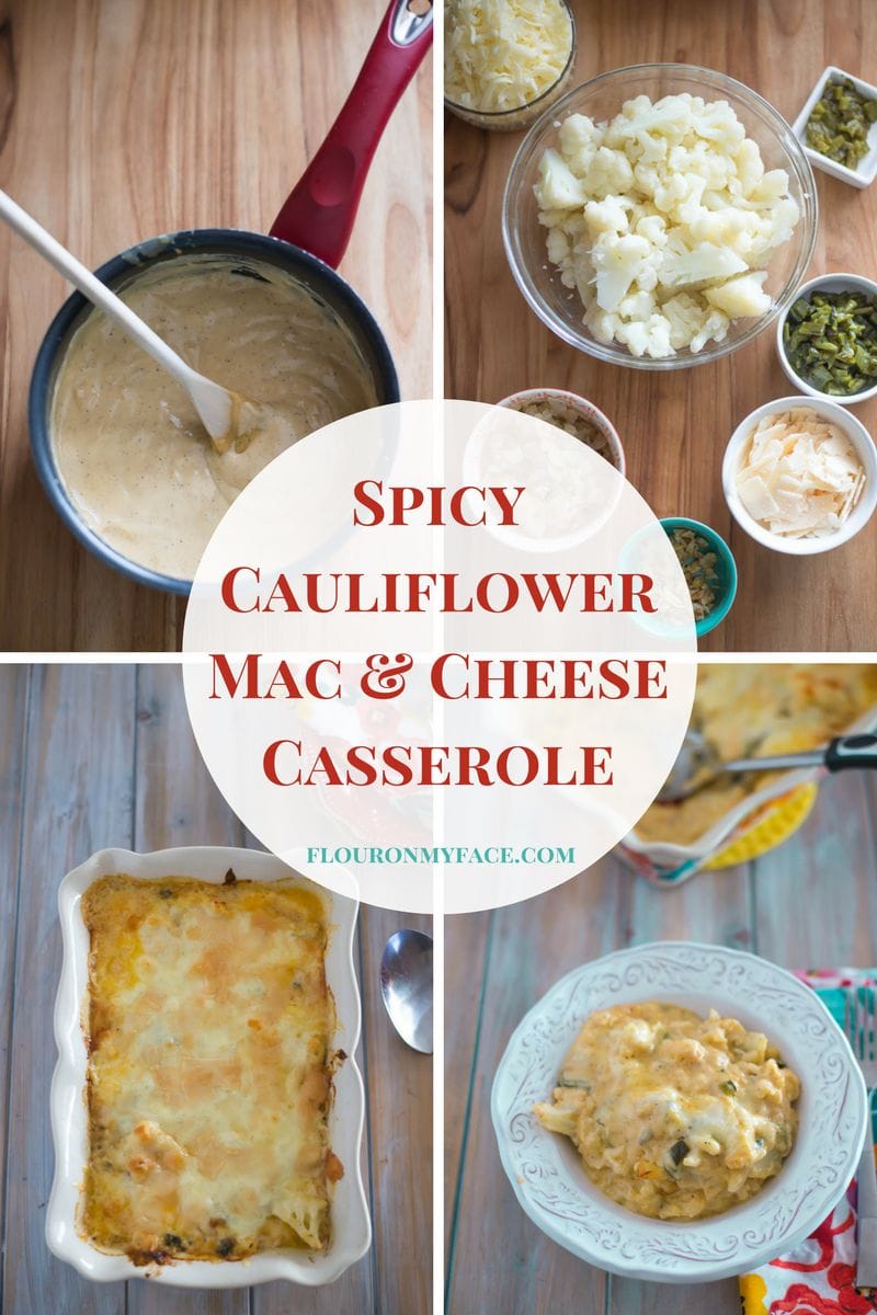 Spicy Cauliflower Macaroni and Cheese recipe made with homemade cheese sauce and roasted peppers